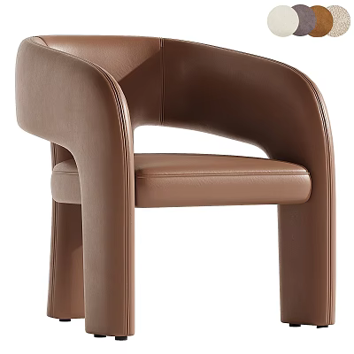 Modern Brown Leather Leisure Chair With Ergonomic Armrests And Comfortable Seat Design 3d model