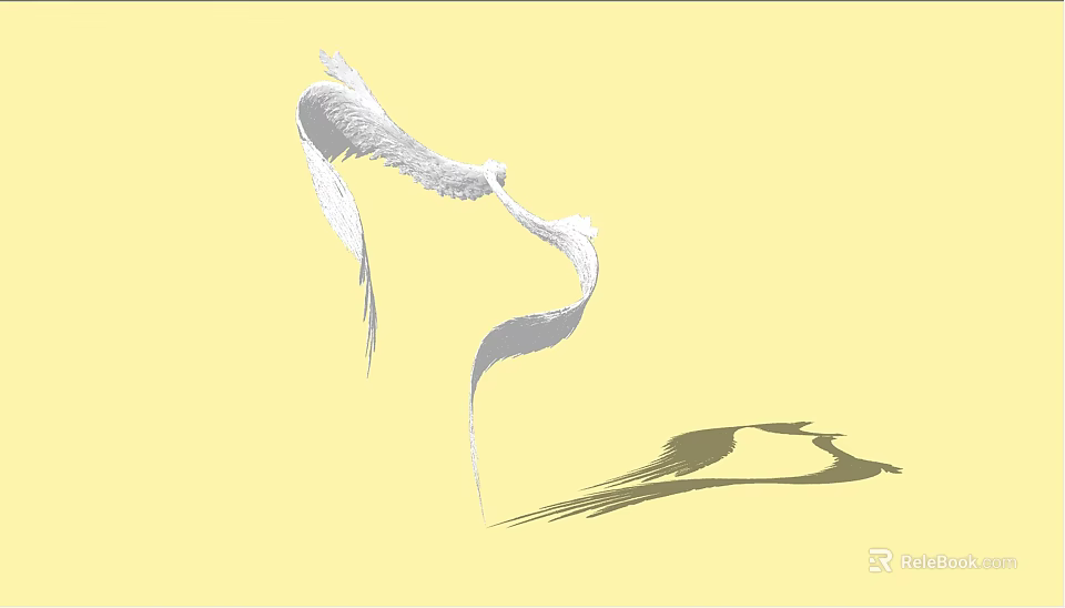 White Swan Sculpture Carving with Intertwined Necks and Wings on Yellow Background and Cast Shadow 3d model 
