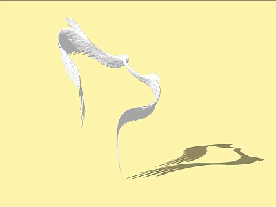 White Swan Sculpture Carving with Intertwined Necks and Wings on Yellow Background and Cast Shadow 3d model