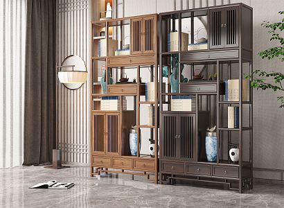 New Chinese-style Antique Bookshelf 3d model