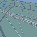 Highway Interchange Road Infrastructure With Multiple Lanes And River Crossing Bridge Structure 3d model