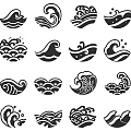 Various Wave Pattern Wall Decor With Artistic Designs And Black Finish