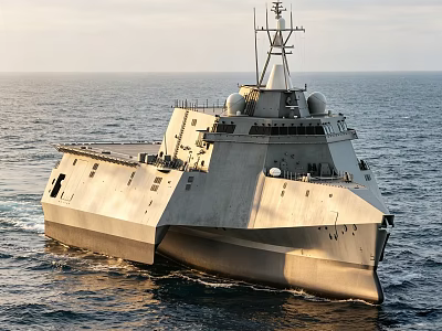 Sleek Modern Warship Sailing On Open Ocean With Advanced Naval Architecture 3d model