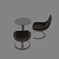 Modern Gray Leather Chairs With Metal Base And White Round Table For Contemporary Interior
