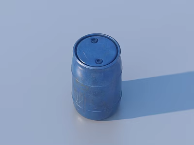Small Blue Metallic Barrel With Two Circular Top Buttons As Household Item 3d model