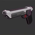 White Gray Black Futuristic Pistol With Blue Red Accents And Sleek Design
