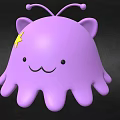 Cute Purple Game Movie Character With Cat Ears Octopus Tentacles And Yellow Star