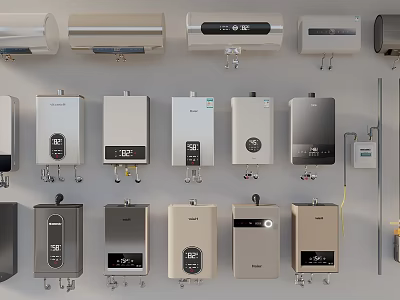 Household Electrical Appliances Display Various Wall Mounted Water Heater Models 3d model