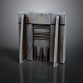 Vintage Gray Textured Furniture With Decorative Ornament And Grille Structure