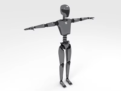 Metallic Humanoid Robot Character With Outstretched Arms In Standing Pose 3d model