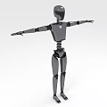 Metallic Humanoid Robot Character With Outstretched Arms In Standing Pose