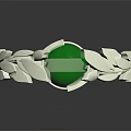 Elegant Green Gemstone Ring With Silver Leaf Design And Intricate Setting