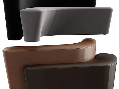 Leather Sectional Sofa In Modern Design With Multiple Color Choices And Curved Arms 3d model
