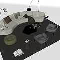 Sofa coffee table combination 3d model
