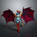 Woman With Red Wings Blue Body And Ornate Headpiece Fantasy Character