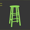 Light Wood Bar Stool With Round Seat Four Legs And Rungs On Smooth Surface