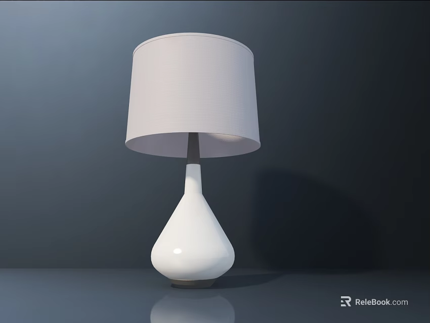 Modern White Table Lamp With Fabric Shade and Ceramic Base on Smooth Surface 3d model