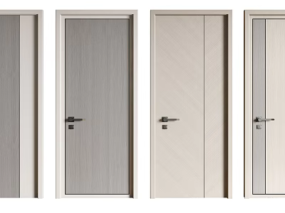 Modern Wooden Hinged Doors With Sleek Design For Interior Home Use 3d model