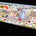 Colorful Children's Playground With Slide Ball Pit And Cartoon Character Decorations