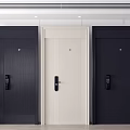 Modern Security Doors Featuring Different Color Textured Panels And Electronic Locks Indoor 3d model