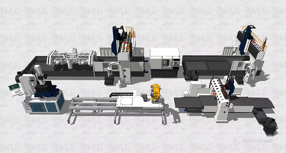 Industrial Equipment Production Line With Mechanical Components Automated Systems And Control Panels 3d model 