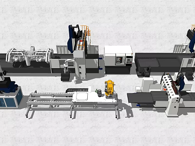 Industrial Equipment Production Line With Mechanical Components Automated Systems And Control Panels 3d model