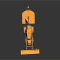 Orange Bulldozer 3D Model With Front Blade Large Wheels And White Lights