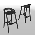 Modern Black Bar Stools For Home Bar With Curved Backrest And Crossed Legs