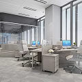 Modern Public Office Area Company Public Office Area Special-shaped Splicing Station Office Desk and Chair Computer Desk and Chair Glass Partition 3d model