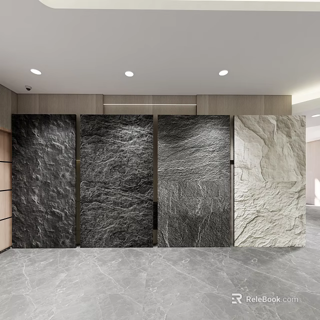 Decorative Modern Interior Background Wall With Various Stone Textures And Colors 3d model
