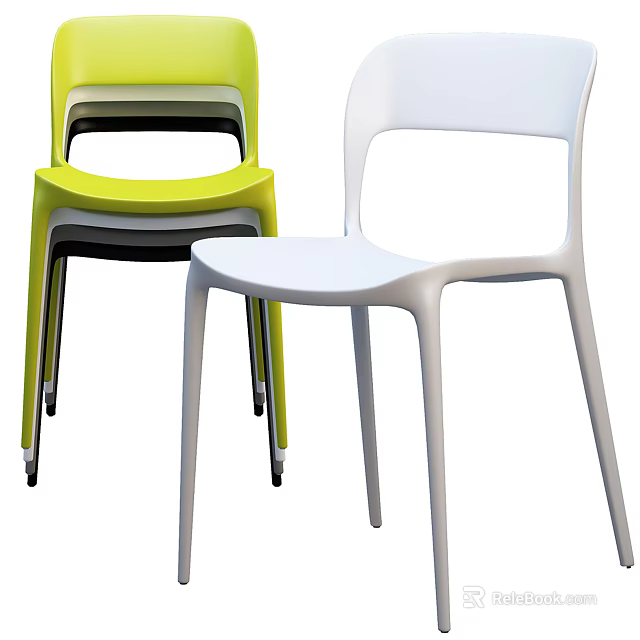 Modern Stylish Stackable Dining Chairs With Colorful Design And Minimalist Style 3d model 