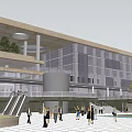Modern Commercial Complex Layout With Surrounding Roads Green Spaces And Parking Areas