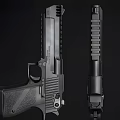 Two Magnum Research Desert Eagle Black Pistols With Modern Tactical Design