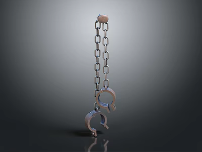 Durable Stainless Steel Handcuffs and Chain Hardware Tools for Security Use 3d model