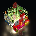 Shop Style Art Installation With Neon Lights Chinese Signage Green Frame And Tile Wall