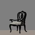 Elegant Classic Black Wooden Carved Dining Chair With Soft Upholstered Seat