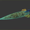 Military Camouflage Missile Weapon With Pointed Nose Tail Fins And Metallic Finish