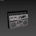 Vintage Gray Stereo System With Speakers Handle Control Buttons And Classic Design