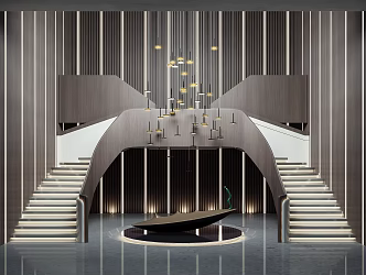 Modern stair fixture chandelier combination 3d model