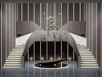 Modern stair fixture chandelier combination 3d model