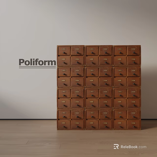 Modern Poliform Wooden Entryway Side Cabinet With Multiple Storage Drawers 3d model 