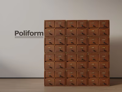 Modern Poliform Wooden Entryway Side Cabinet With Multiple Storage Drawers 3d model
