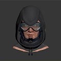 Tactical Weapon Gear Head Model With Gray Hood Green Goggles And Neck Protective Gear