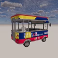 Colorful Mobile Commercial Food Cart With Burger Sign And Red Awning