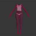 Human Organs and Body Hair Representation in 3D Human Model with White Tank Top Underwear