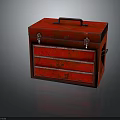 Vintage Red Metal Toolbox With Multiple Drawers Handle And Latches Design Features