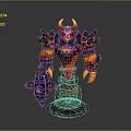 Burning Demon Game Movie Character With Horns Armor And Flaming Body