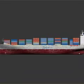 Large Container Ship With Red White Hull And Colorful Containers 3d model
