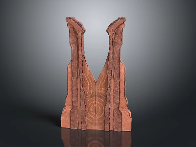 Wood And Stone Artistic Sculpture With Symmetrical Design Intricate Textures And Natural Tones 3d model