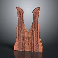Wood And Stone Artistic Sculpture With Symmetrical Design Intricate Textures And Natural Tones